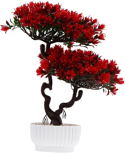 Hemoton Árbol artificial de pino bonsái, mini árbol de simulación, planta sintética en maceta, adornos falsos para maceta, planta de bonsái de cedro
