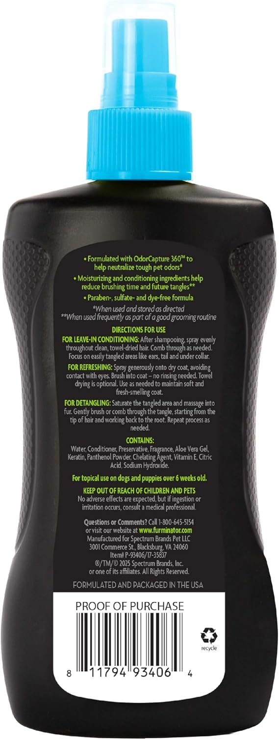 FURminator deTangling Leave-in Conditioner Spray for Dogs, 8.5 oz
