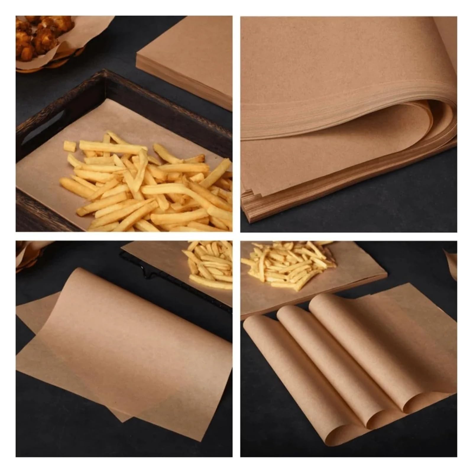 100 Uds. Bandejas de papel for hornear antiadherentes precortadas no se rizan y queman cera(40x30cm 100pc)