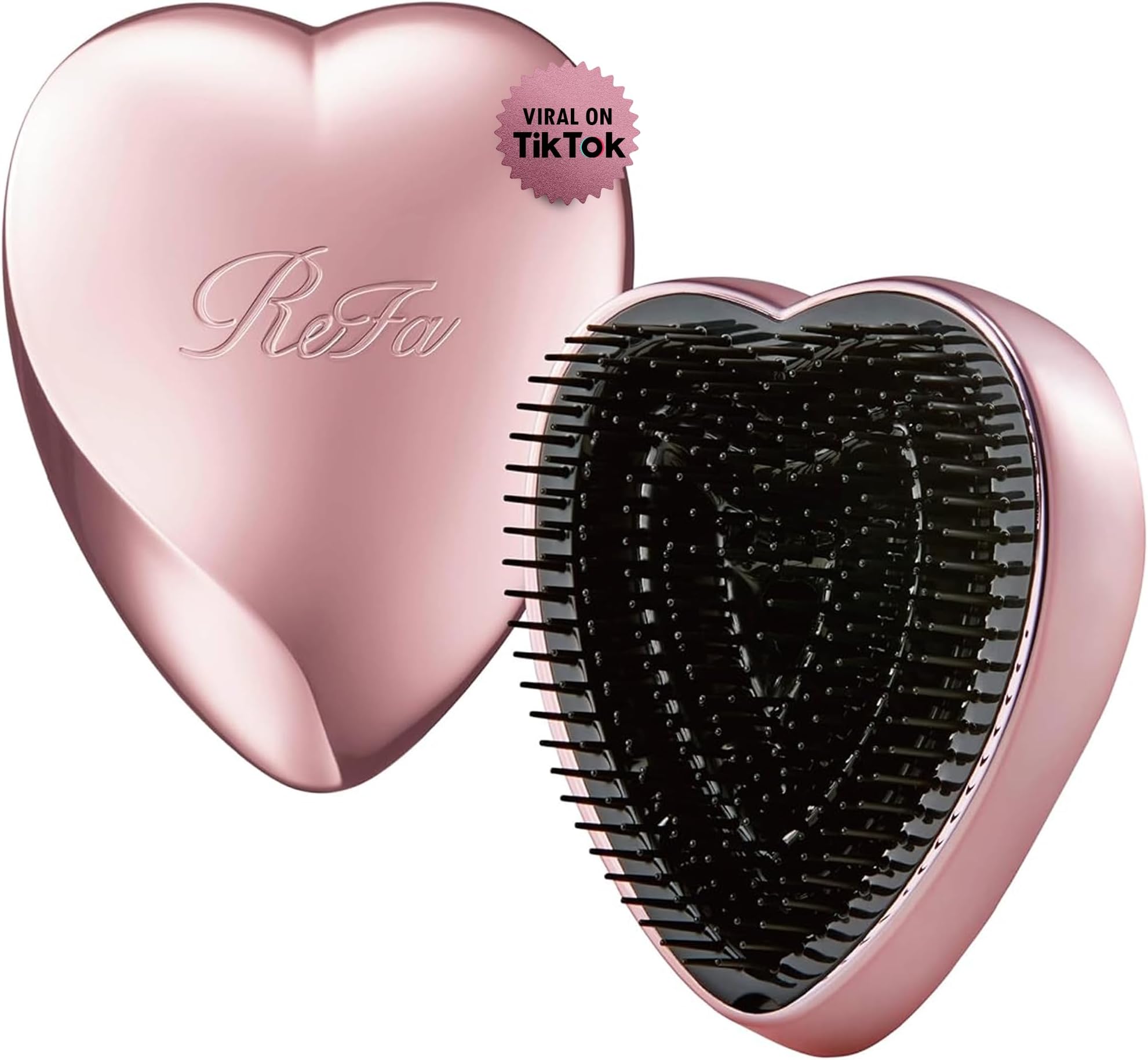ReFa HEART BRUSH ROSE GOLD | Heart Shaped Detangling Brush for Women & Men | Effortless Hair Detangling & Scalp Massage | Portable Travel Hair Brush for All Hair Types