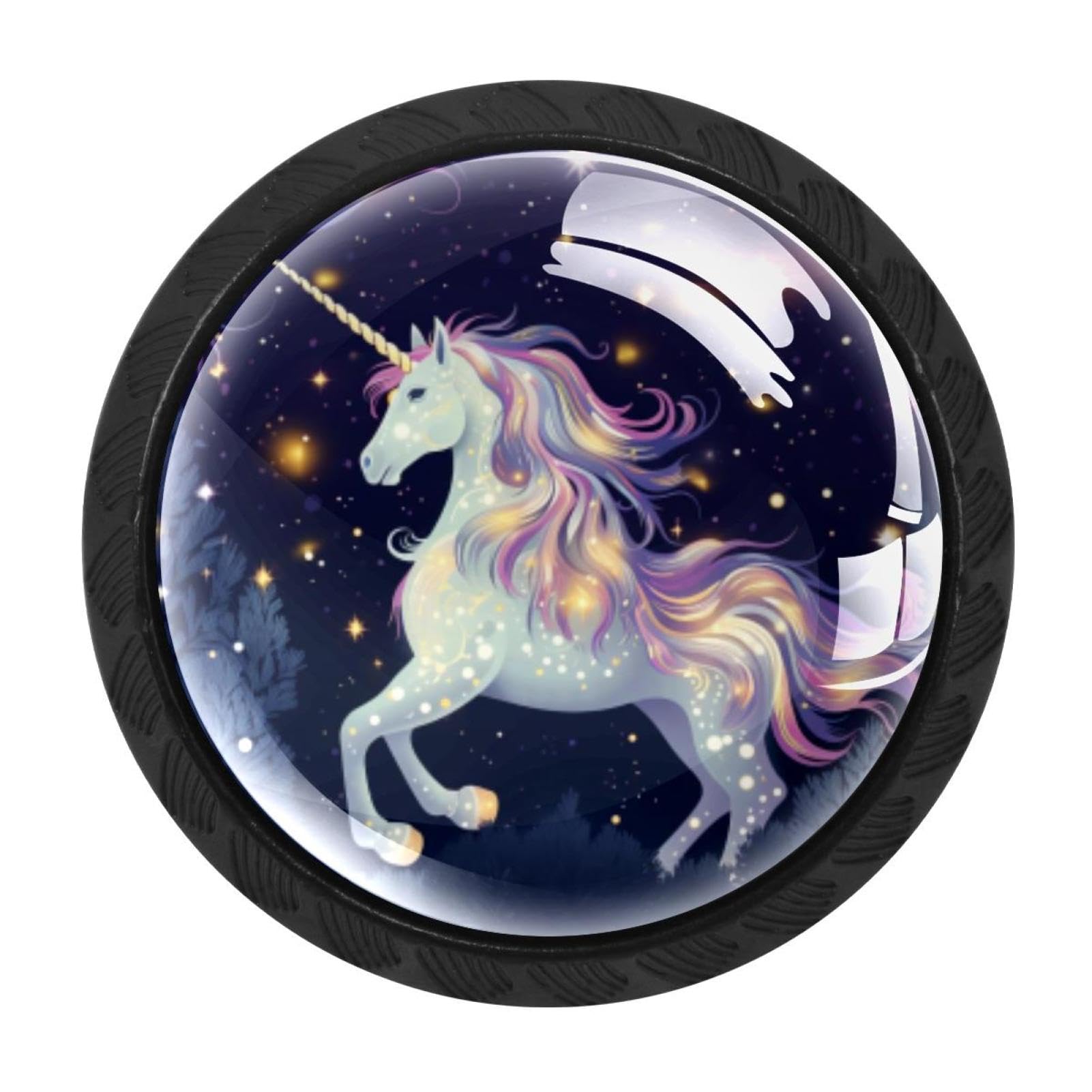 Chenzzzz Multicolored 09 Starry Unicorn Drawer Knobs 4 Pack Crystal Dresser Knobs 35Mm Glass Cabinet Knobs For Home Office Bathroom