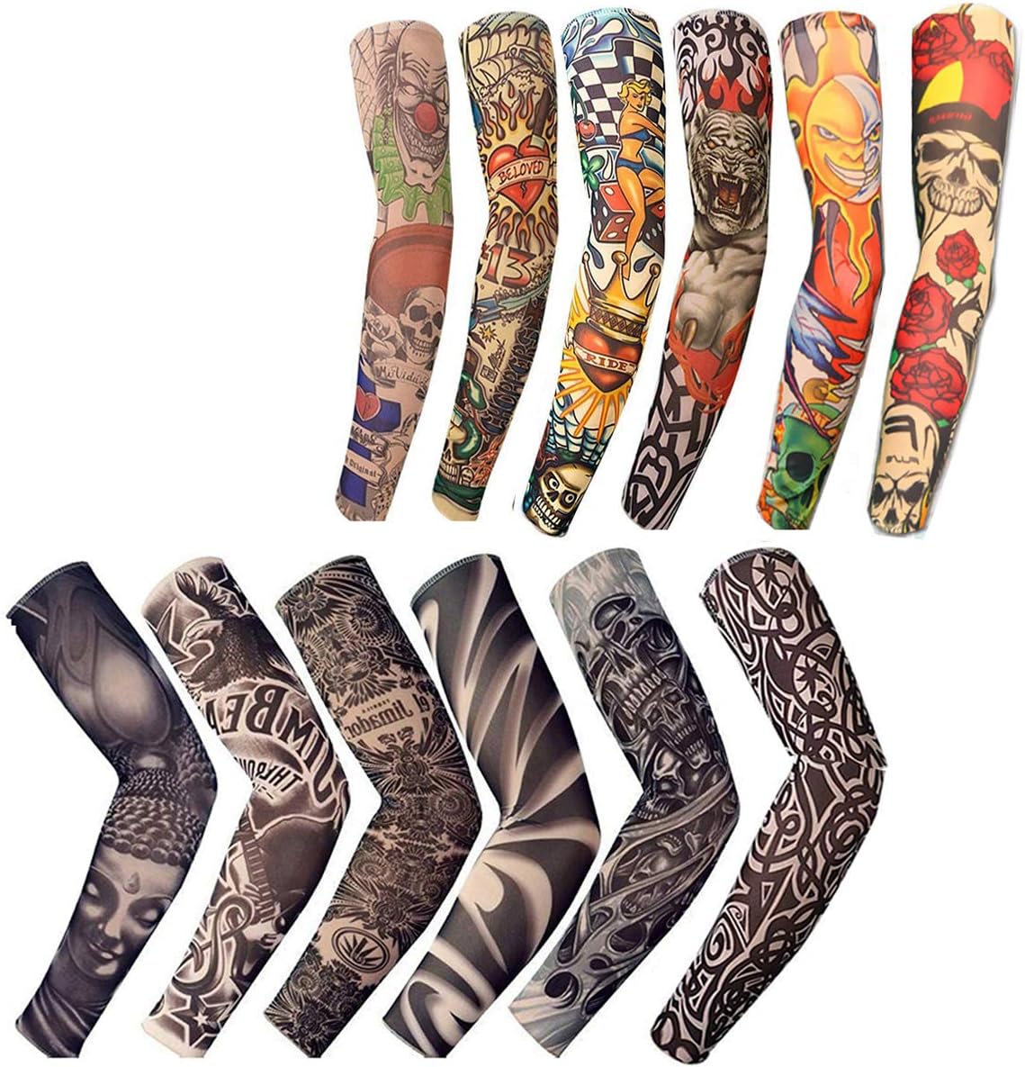 Amazon.com: 12 PCS Temporary Tattoo Sleeves for Men Women Seamless,Arts ...