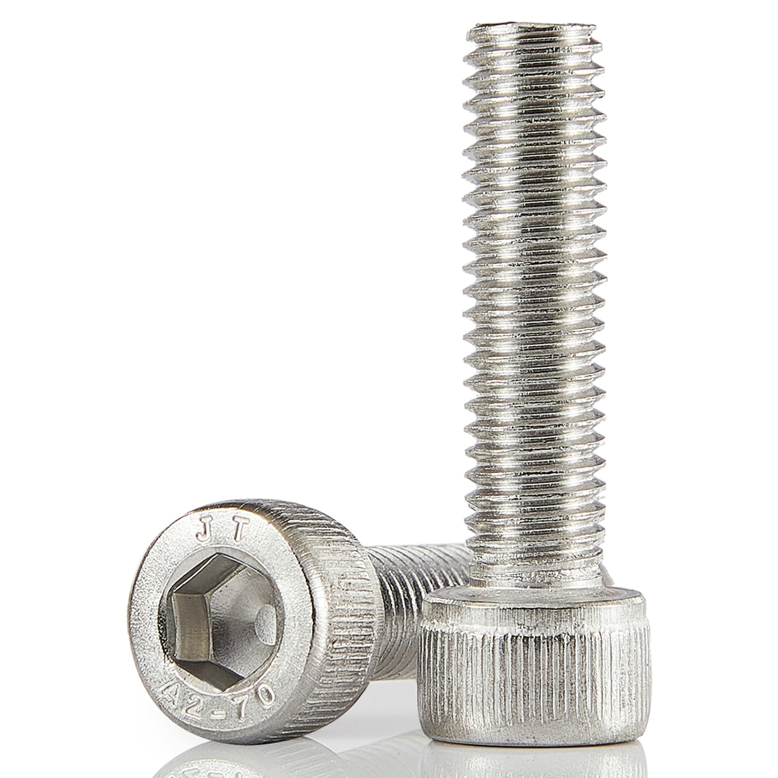 Joamang M8-1.25 x 50mm Socket Head Cap Screws Bolt, 304 Stainless Steel (A2-70), Metric Allen Hex Drive, Bright Finish, Fully Threaded, Quantity 10