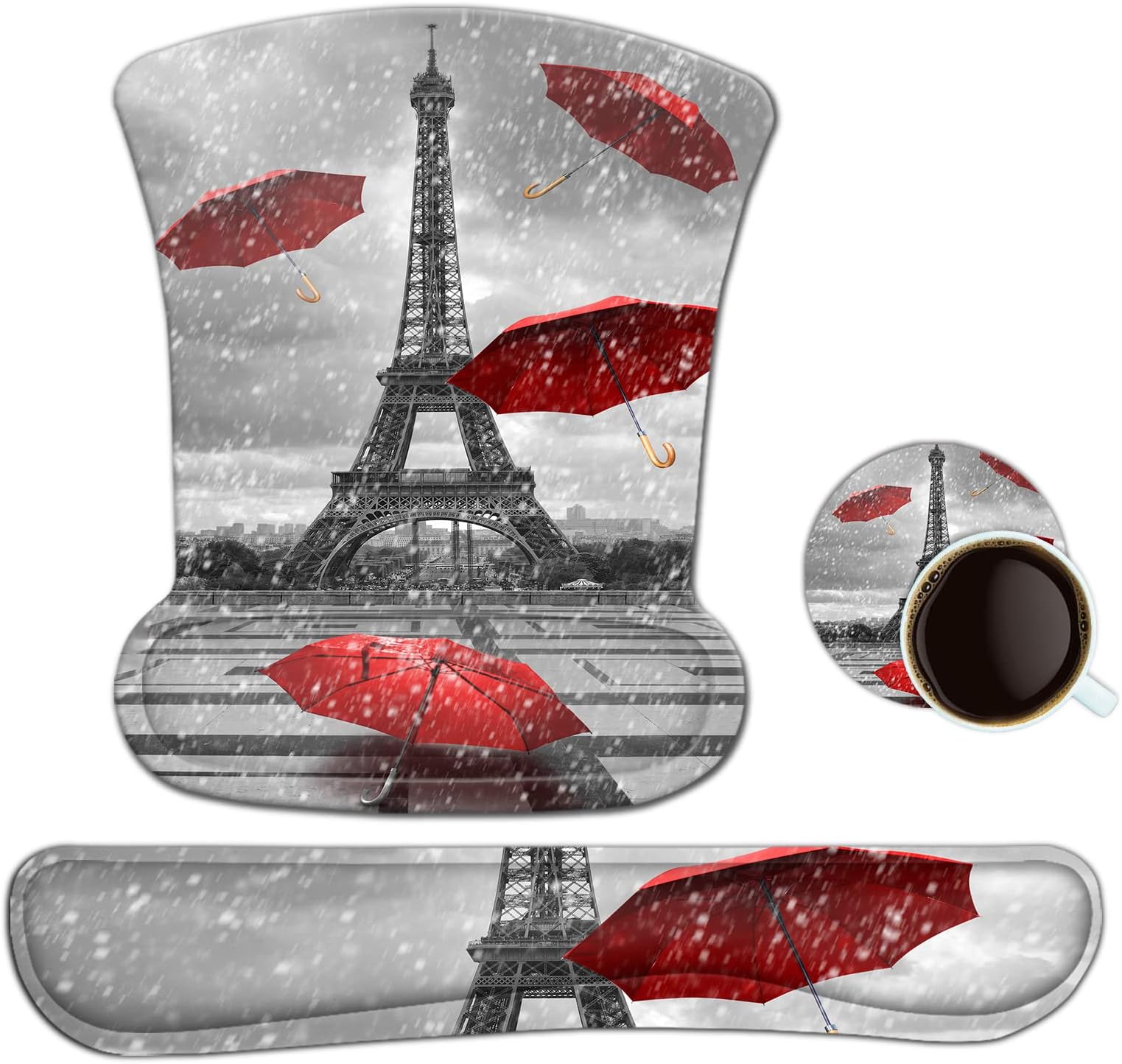 ToLuLu Keyboard Wrist Rest Mouse Pad Support, Gel Ergonomic Mouse Pads for Computer Laptop PC, Comfortable Durable Mousepad Keyboard Wrist Rests for Easy Typing Pain Relief, Eiffel Tower