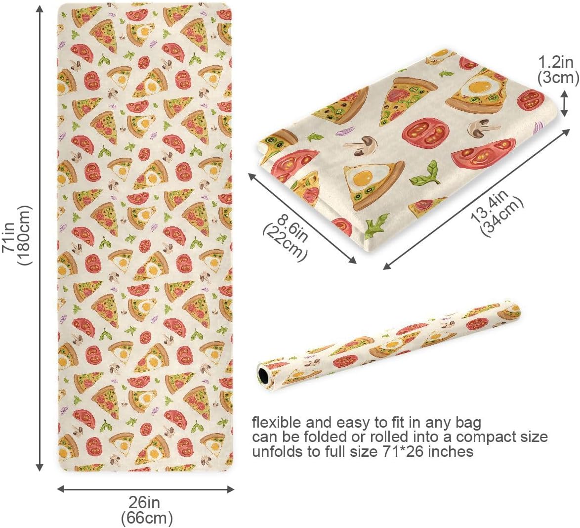 ALAZA Pizza Mushroom Tomato Egg Pattern Yoga Mat Non Slip Fitness Exercise Mat, Workout Mat for Yoga, Pilates and Floor Exercises