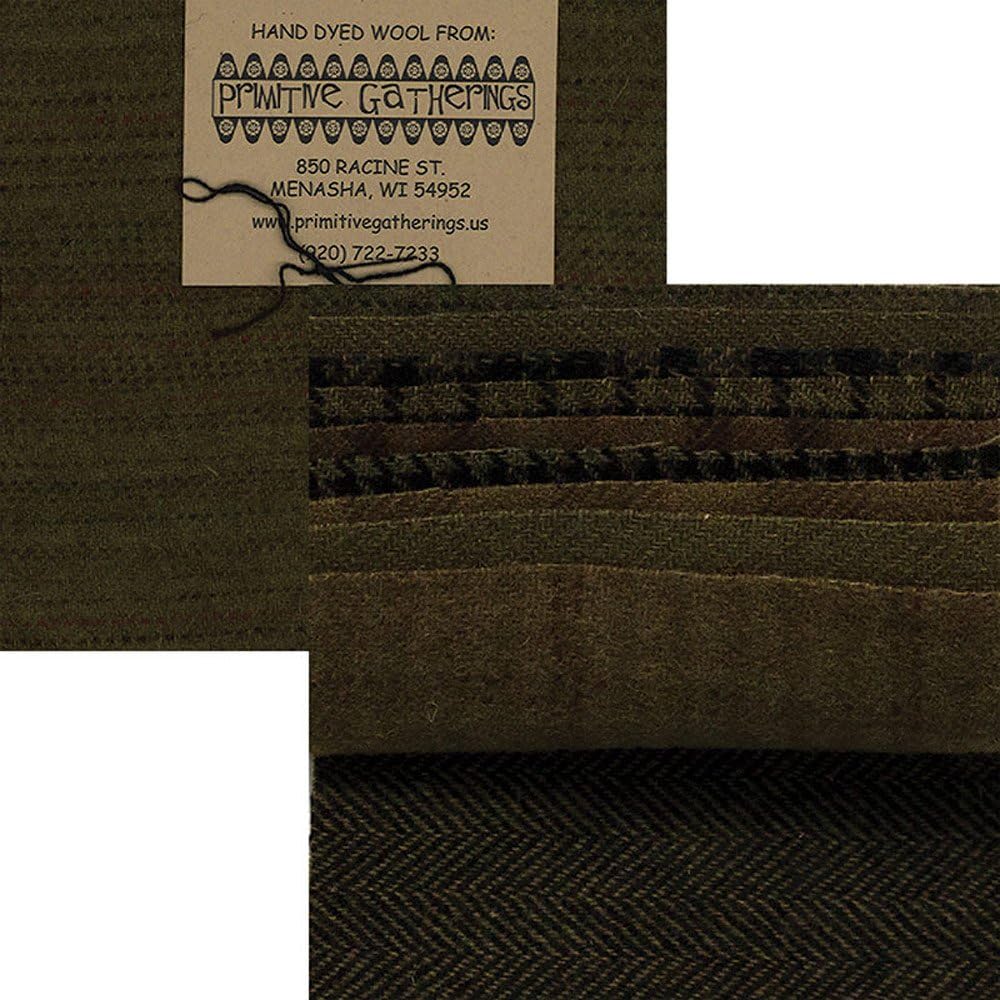 Primitive Gatherings Hand Dyed Wool Sage Charm Pack Fabric, 10 5-inch Squares PRI 6008