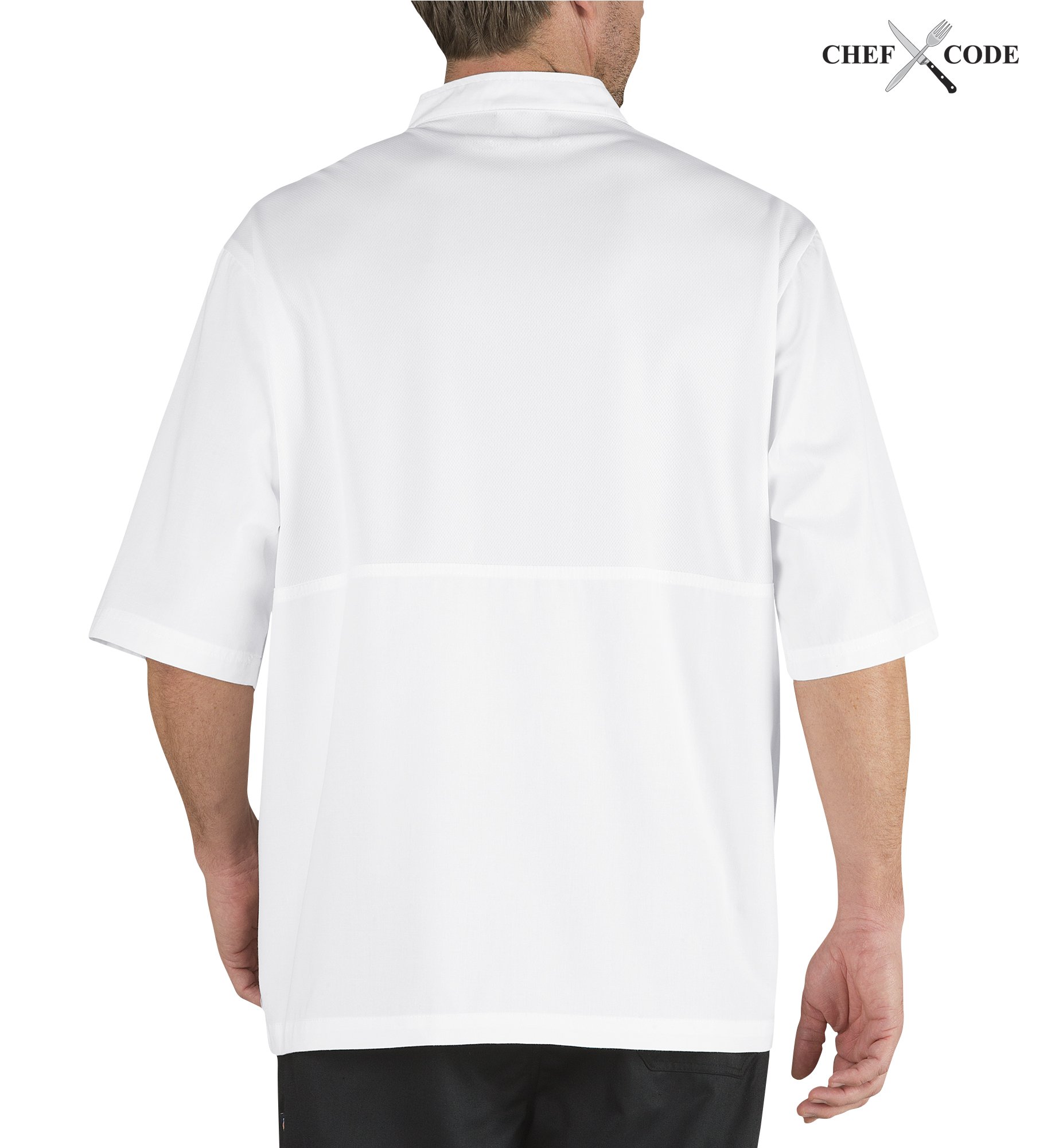 Chef Code Chef Coat Short Sleeve Bistro (XL, White)