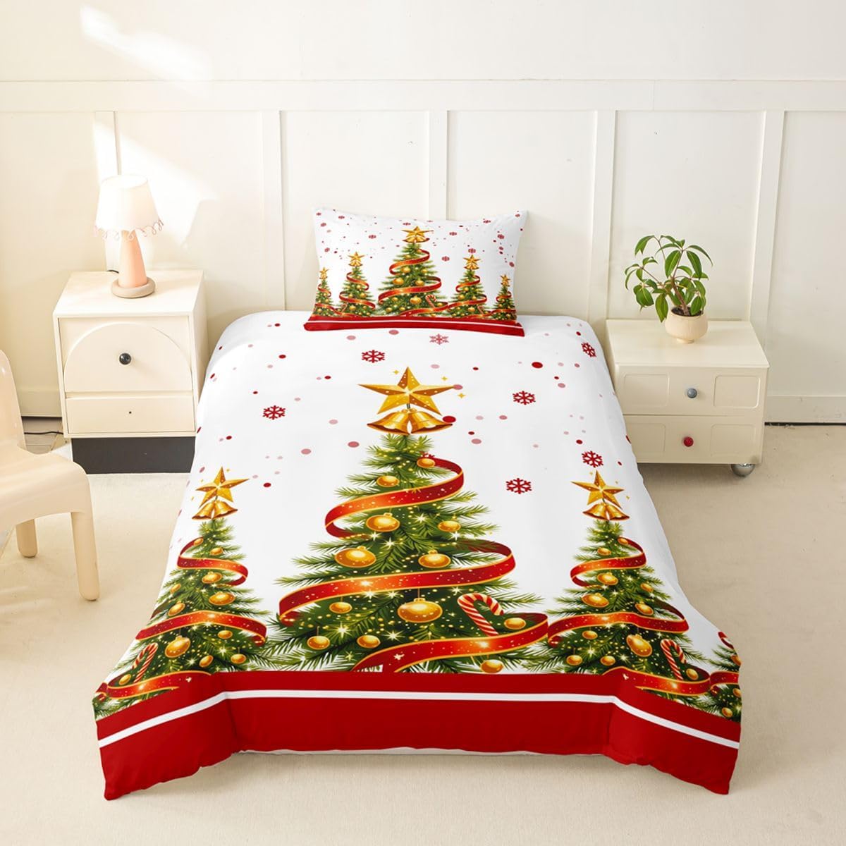 Erosebridal Green Christmas Tree Duvet Cover Toddler Size