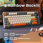 M75 Wireless Membrane Gaming Keyboard Mechanical Feel with Knob & OLED Display Bluetooth/2.4Ghz Rainbow Backlit Gradient PBT Keycaps 2000mAH Battery Anti-Ghosting-Dark Grey