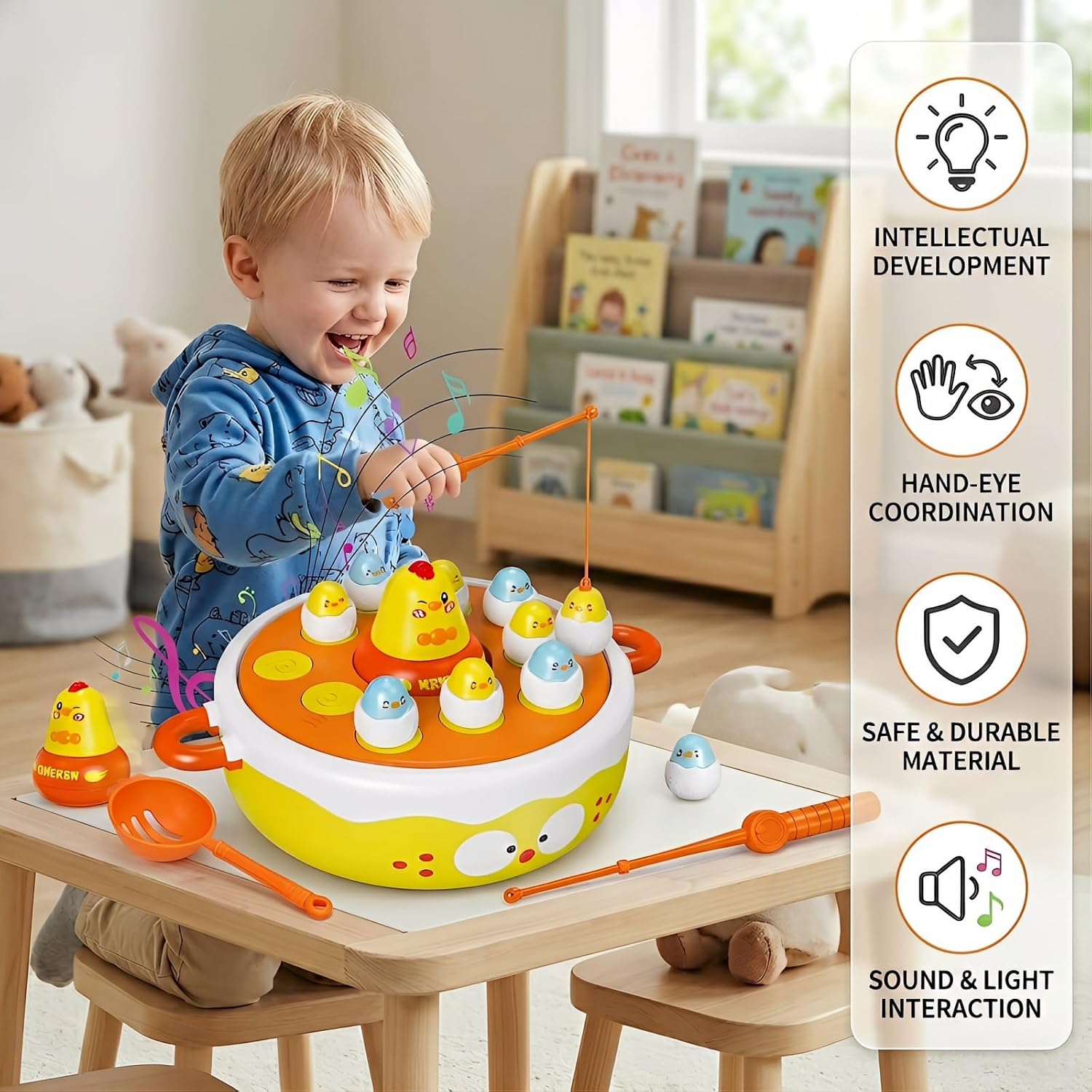 4 in 1 Board Game Bounce and Catching, Fishing Game, Bowling, Tic-Tac-Toe image 5
