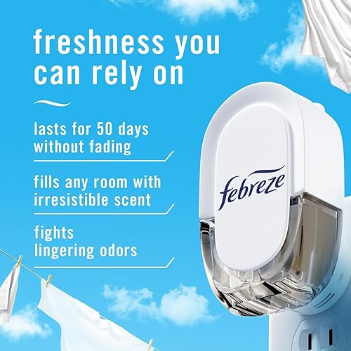 Miniatura 2 de Febreze - Recambio de ambientador antiolor para combatir el olor, color lino y cielo, (3) repuestos de 0.87 onzas líquidas