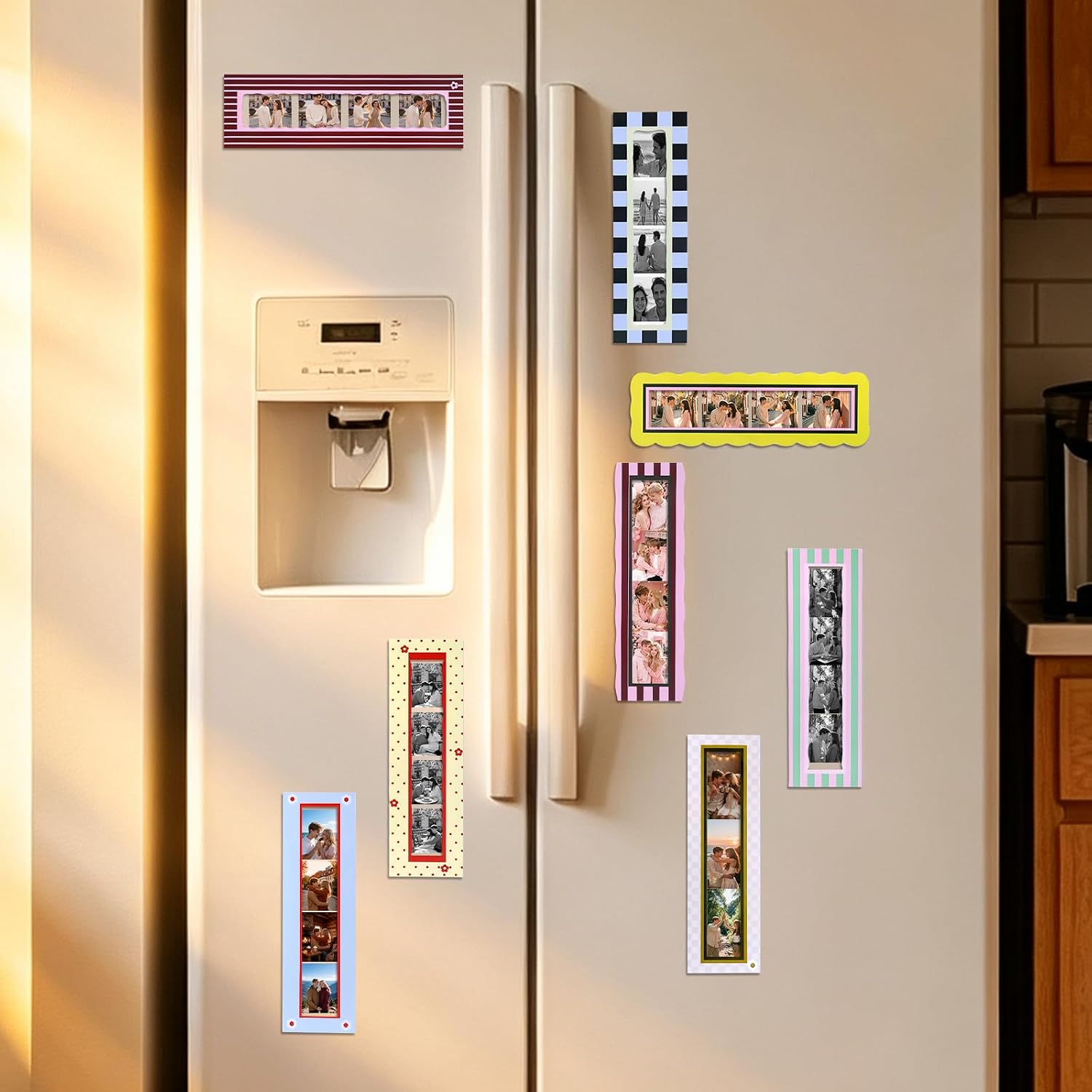 FUNKYLEE 8 Pcs Photobooth Magnet Frames, Fits 1.5 x 8 Inch Photo Strips