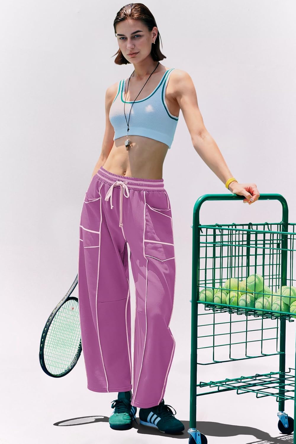 Panadila Womens Barrel Pants Drawstring Wide Leg Sweatpants Baggy Summer Lounge Pants Casual Beach Trousers - Image 6