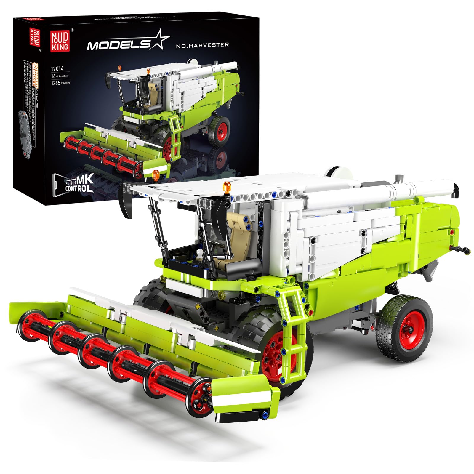 Mould King 17014 Juego de cosechadora, tractor teledirigido (MOC), juego de bloques de sujeción para adultos (1265 piezas)