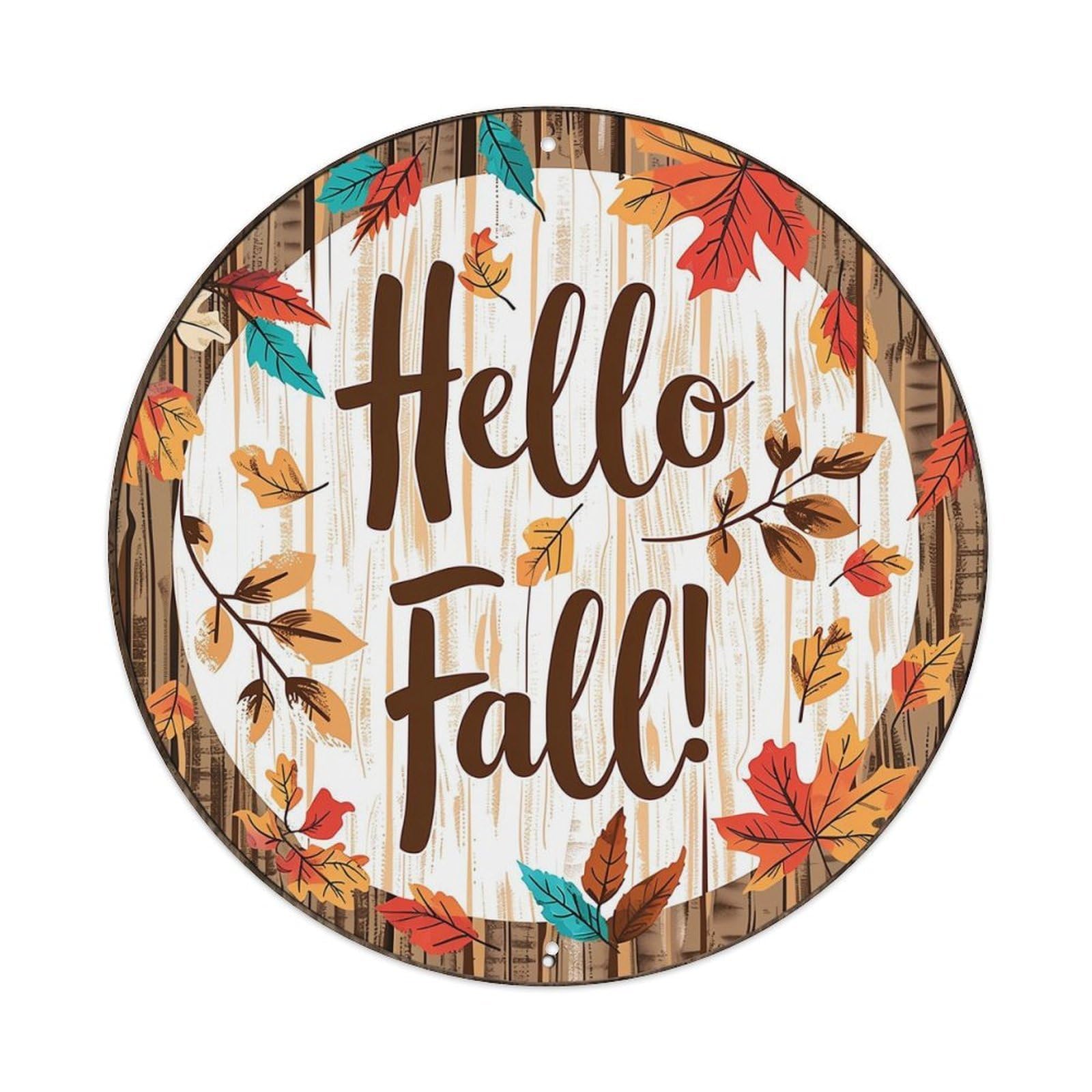 Jdyansheng Vintage Hello Fall Autumn Leaves Pattern Tin Sign Metal Poster Metal Signs For Home Man Cave Bar Cafe Kitchen Laundry Room Wall Decorations 8X8 Inches