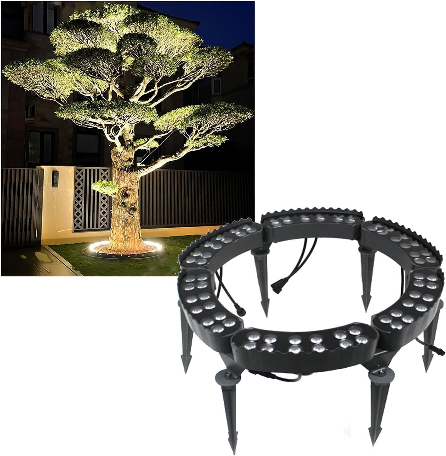k3Mq9Rw Solar Tree Lights LED Ring Tree Lights, Ideal For Decorating Garden Palm Trees(Warm White,6 Packs)