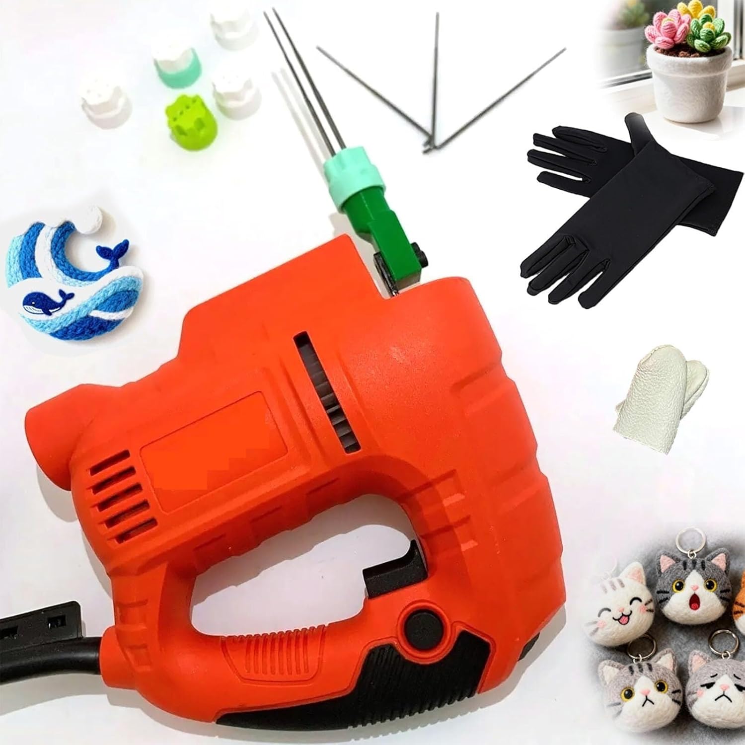 Electric Needle Felting Machine with Adjustable Speed - 1-7 Replaceable Needles, Handheld Wool Poking Tool Kit for DIY Craft Projects