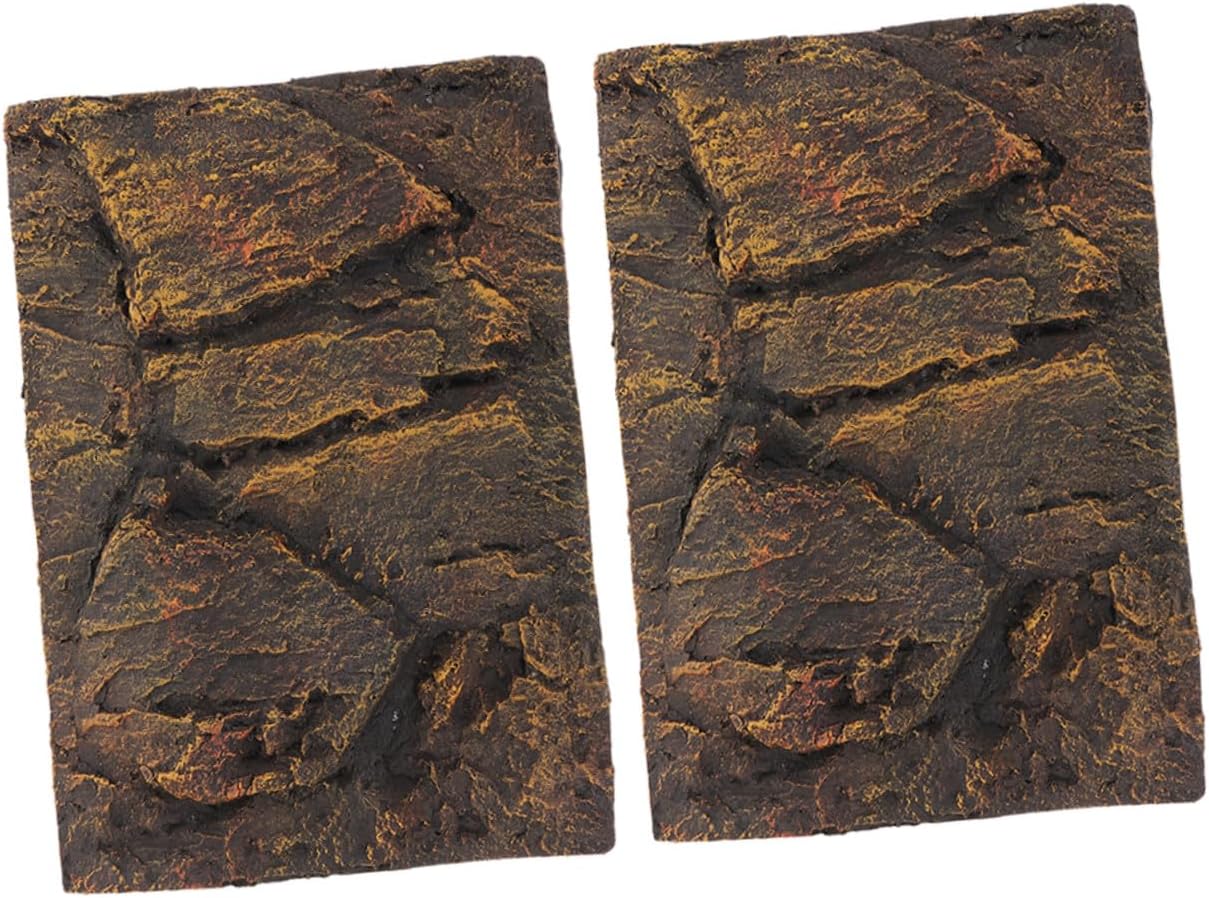 2pcs PU Reptile Tank Background Boards Lifelike Terrarium Decor for Turtle Aquarium Lightweight Aquarium Backdrop for Fish Tank and Reptile Box