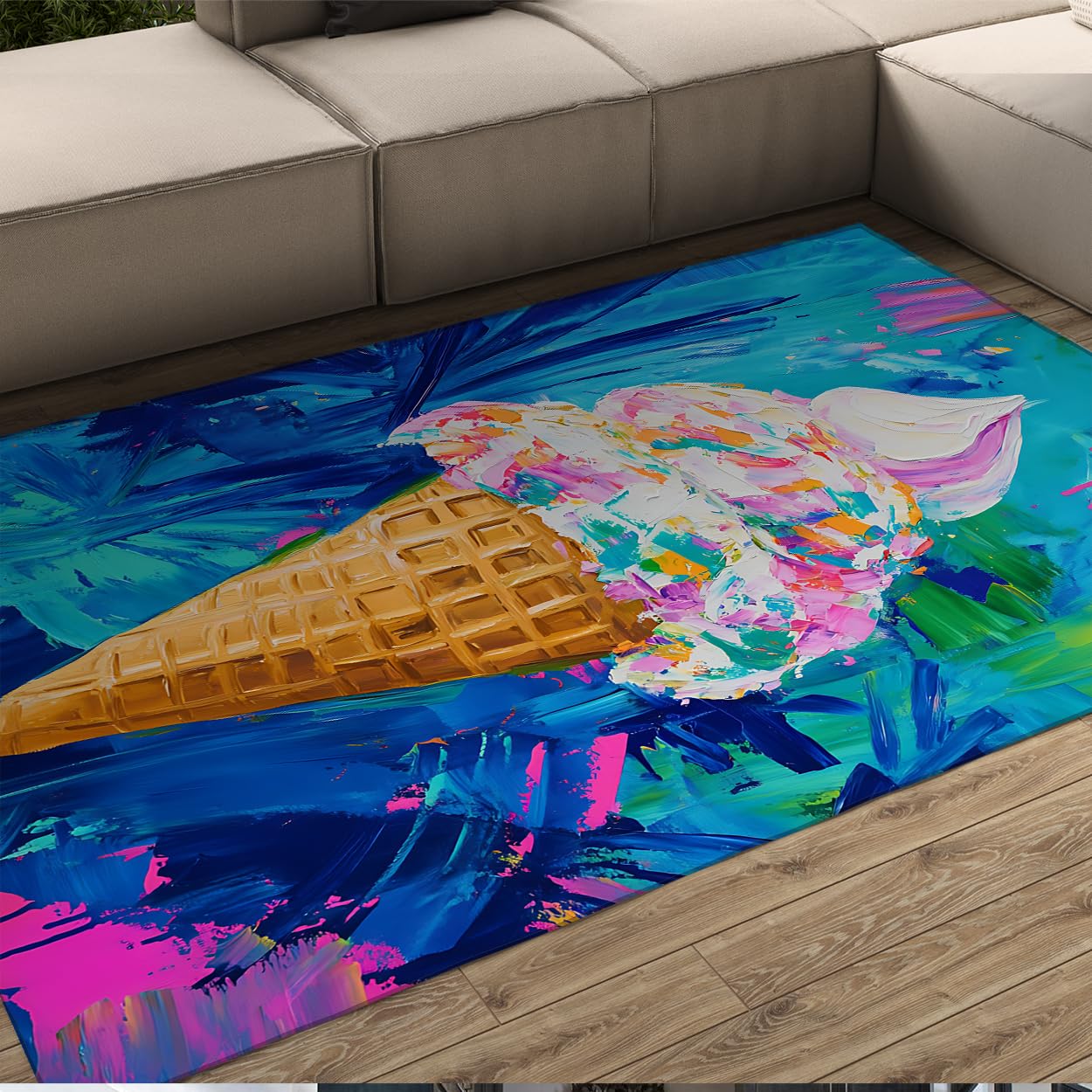 Tapis poil ras antidérapant et lavable motif graffiti pour chambre d'enfant