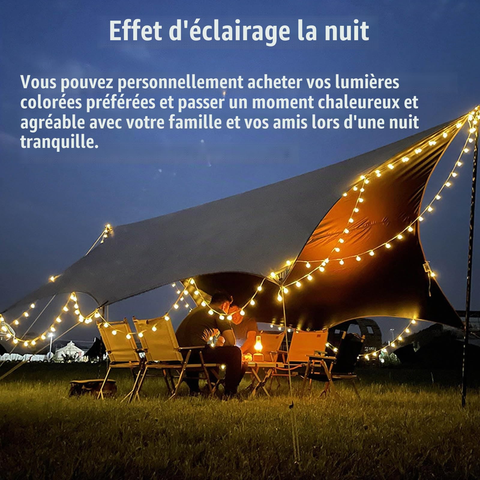 Bâche Anti-Pluie, 560x440cm Camping Rain Tarp, Toile De Tente Imperméable Anti-UV, Léger Portable, Piquets De Tente Et Cordes Inclus Pour Randonnée Backpacking Picnic Camping(Rice-white,560x440x260mm)