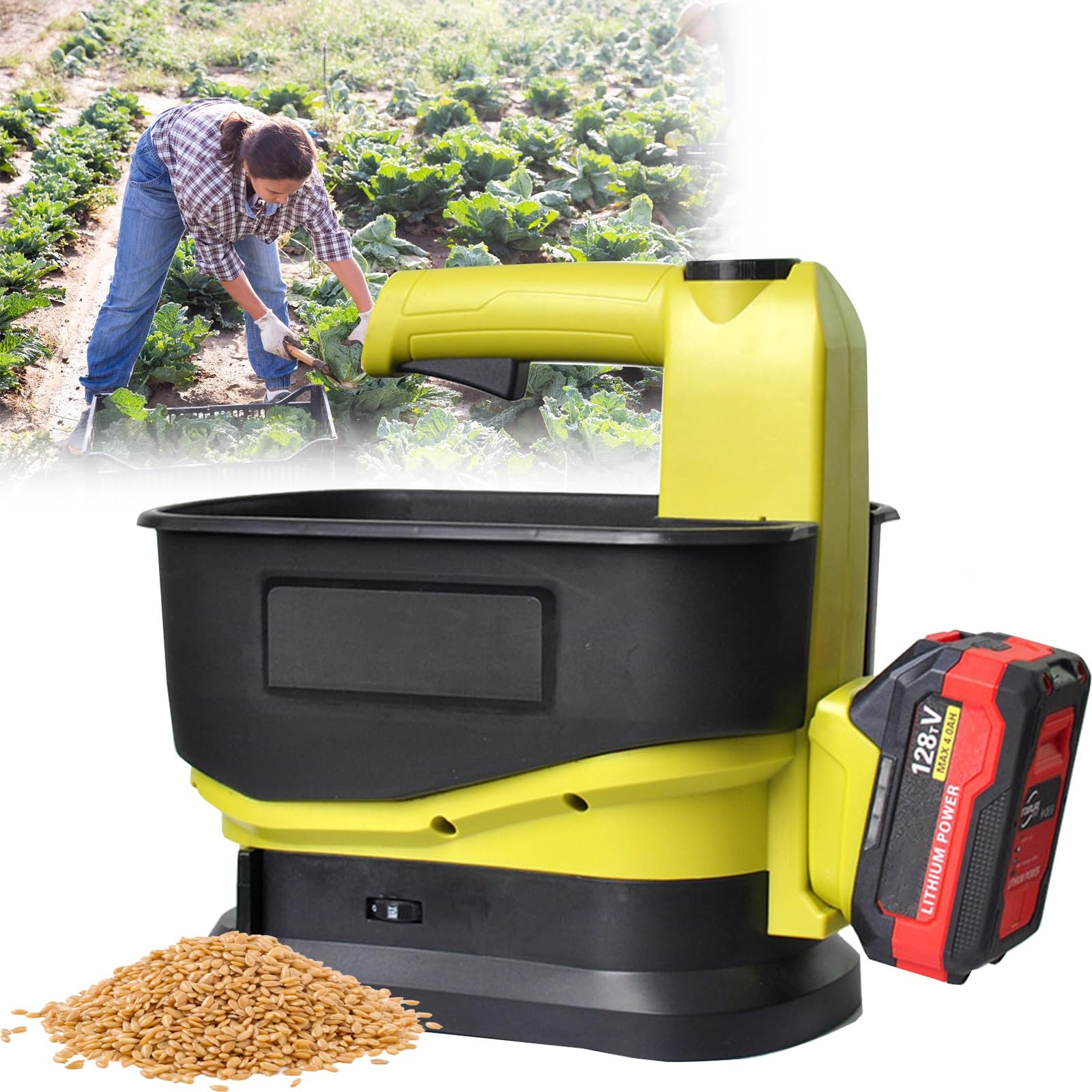 Spandiconcime e seminatore Portatile Senza Fili, con capacità di 5,5 Litri per Una distribuzione efficiente di Semi, mangimi e fertilizzanti - Perfetto per i giardinieri
