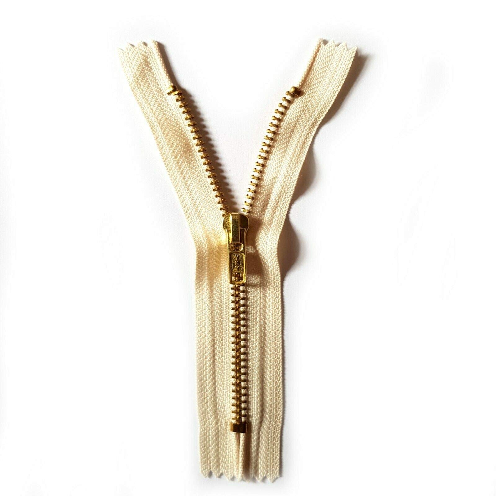 Soladirect Cream 8Cm Zip Zipper For Trousers Jeans Handbag - No 4 Brass Closed End