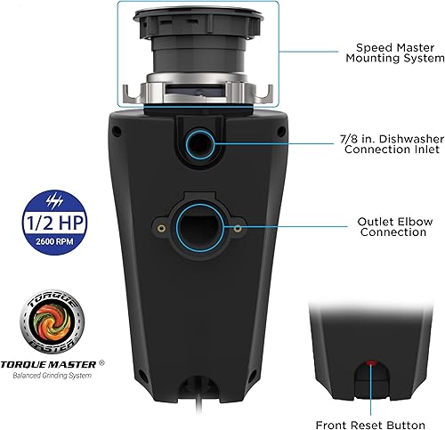 Miniatura 2 de WASTEMAID 10-US-WMP-659 - Triturador de basura económico antiatascos, color negro