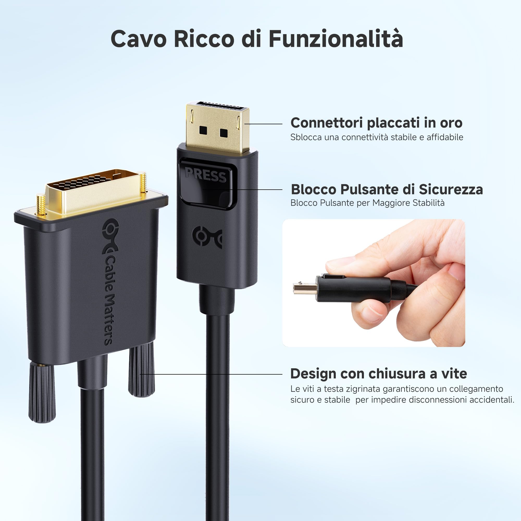 Cable Matters Cavo DisplayPort a DVI (Cavo DP a DVI) 1,8m