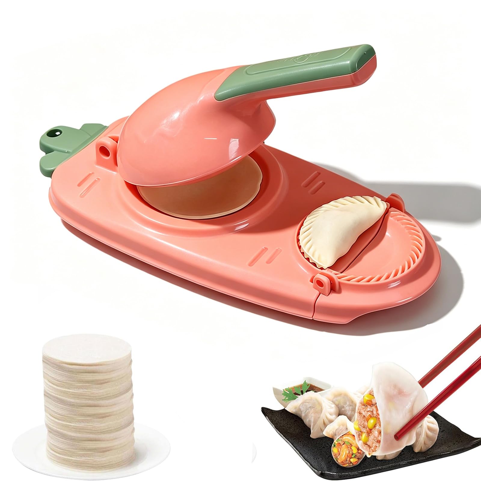 Maquina Molde Empanadillas, 2 En 1 Máquina de Bolas de Masa Hervida, Aparato de Cocina para Hacer Albóndigas, Fácil de Usar, para Hacer Aalbóndigas (Rosa)
