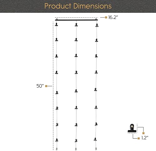 Miniatura 6 de You Have Space WAJER - Kit para colgar cuadros con 24 clips magnéticos para fotos, polaroides, manualidades y obras de arte para niños, color negro