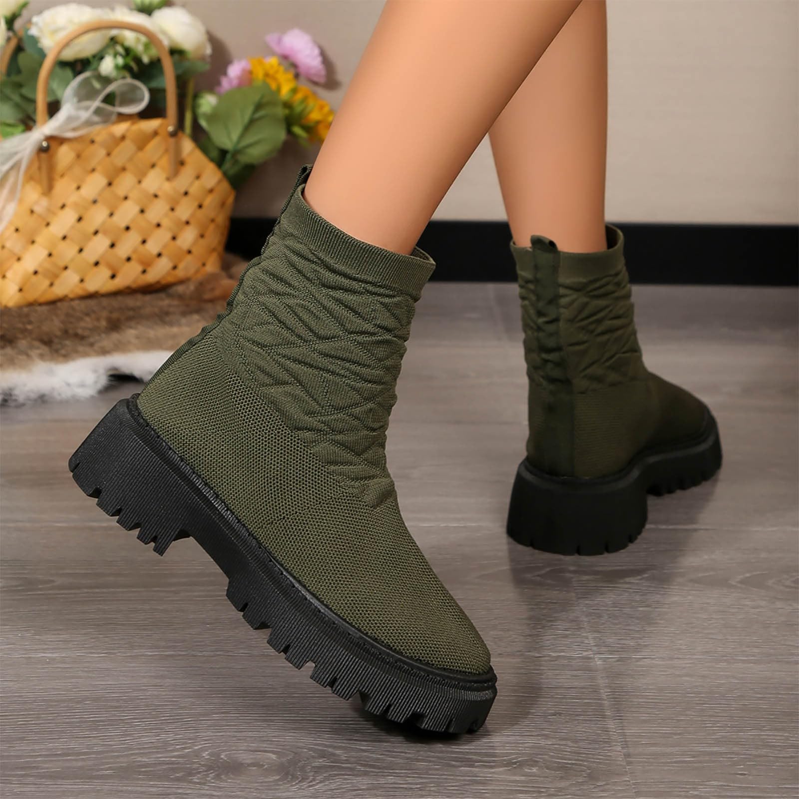 Generisch Donna Inverno British Moda Piattaforma Goffo Stivaletti Caldi Scarpe All'aperto
