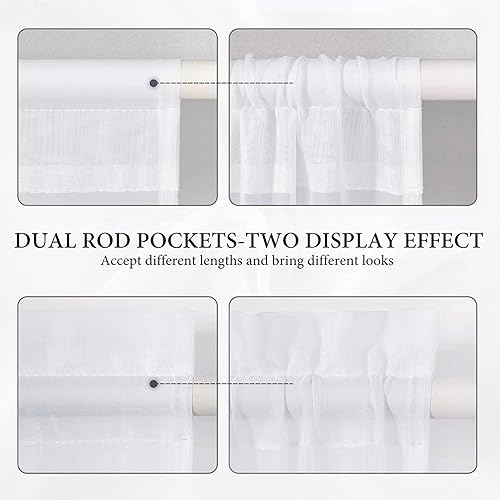 Vista 18 de MIULEE - Cortinas semitransparentes para puerta francesa de 2 paneles