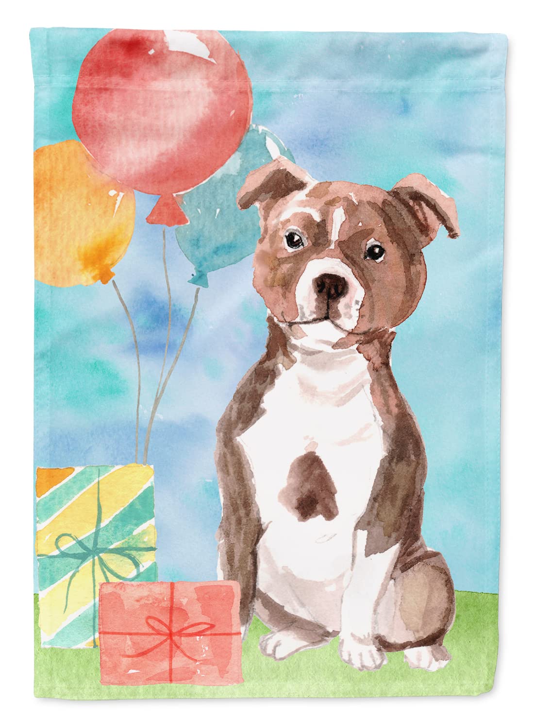 Drapeau Staffie Bull rouge grand format en toile canva anti-décoloration pour anniversaire
