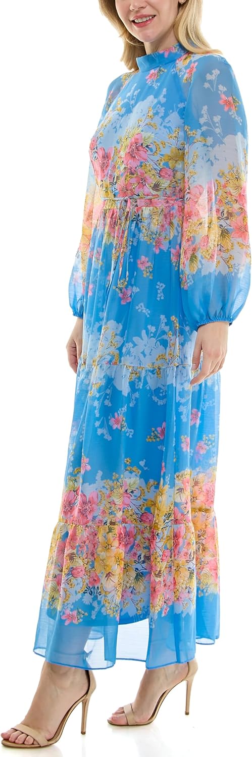 Maison Tara Womens Printed Long Sleeve Maxi Dress - Image 6