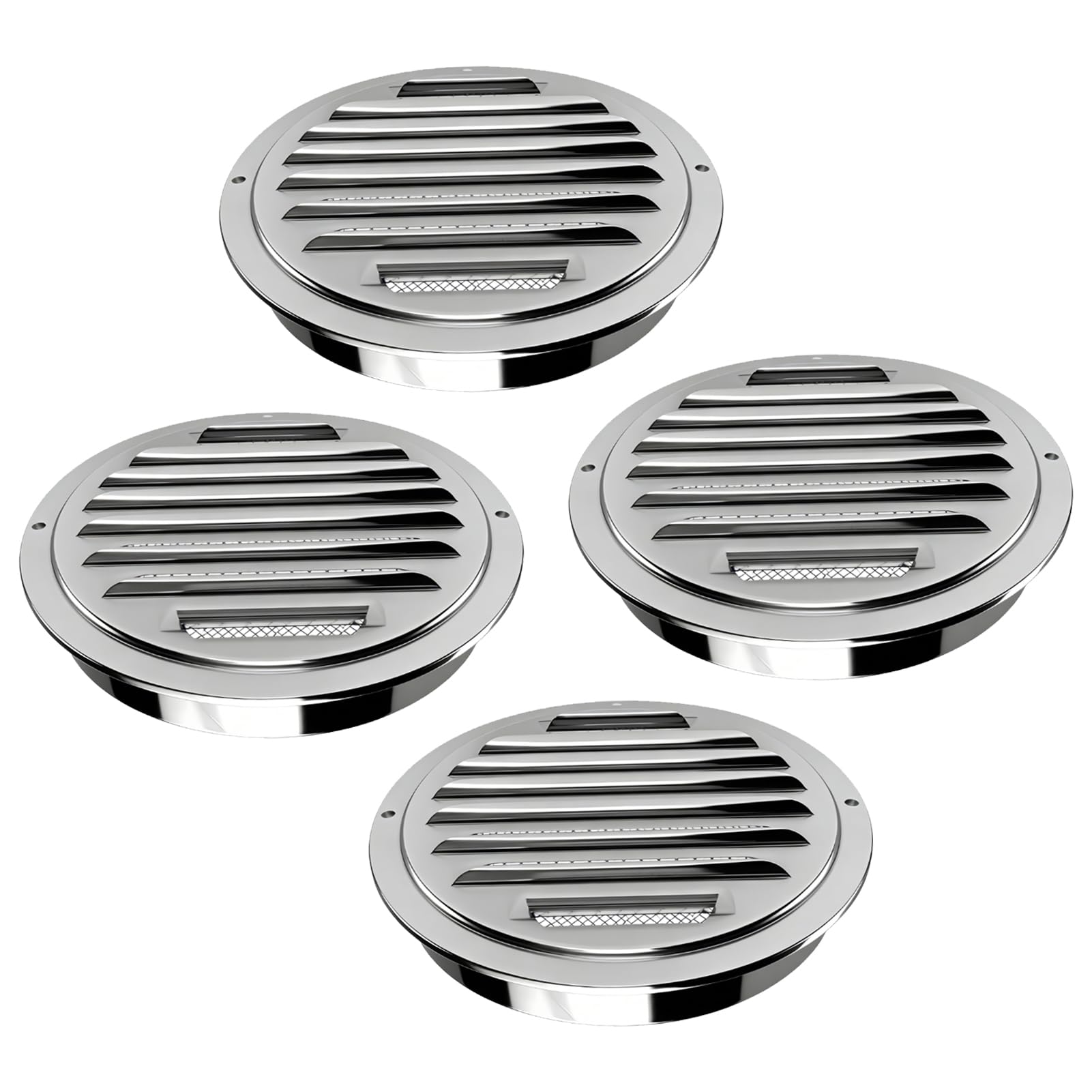 Ventola Rotonda per Soffitto con Lamelle Inclinate a 45° per | Acciaio Inossidabile, Diametro 200 Mm, Compatibile con Tubo Flessibile, Montaggio a Soffitto o Parete, Impermeabile e