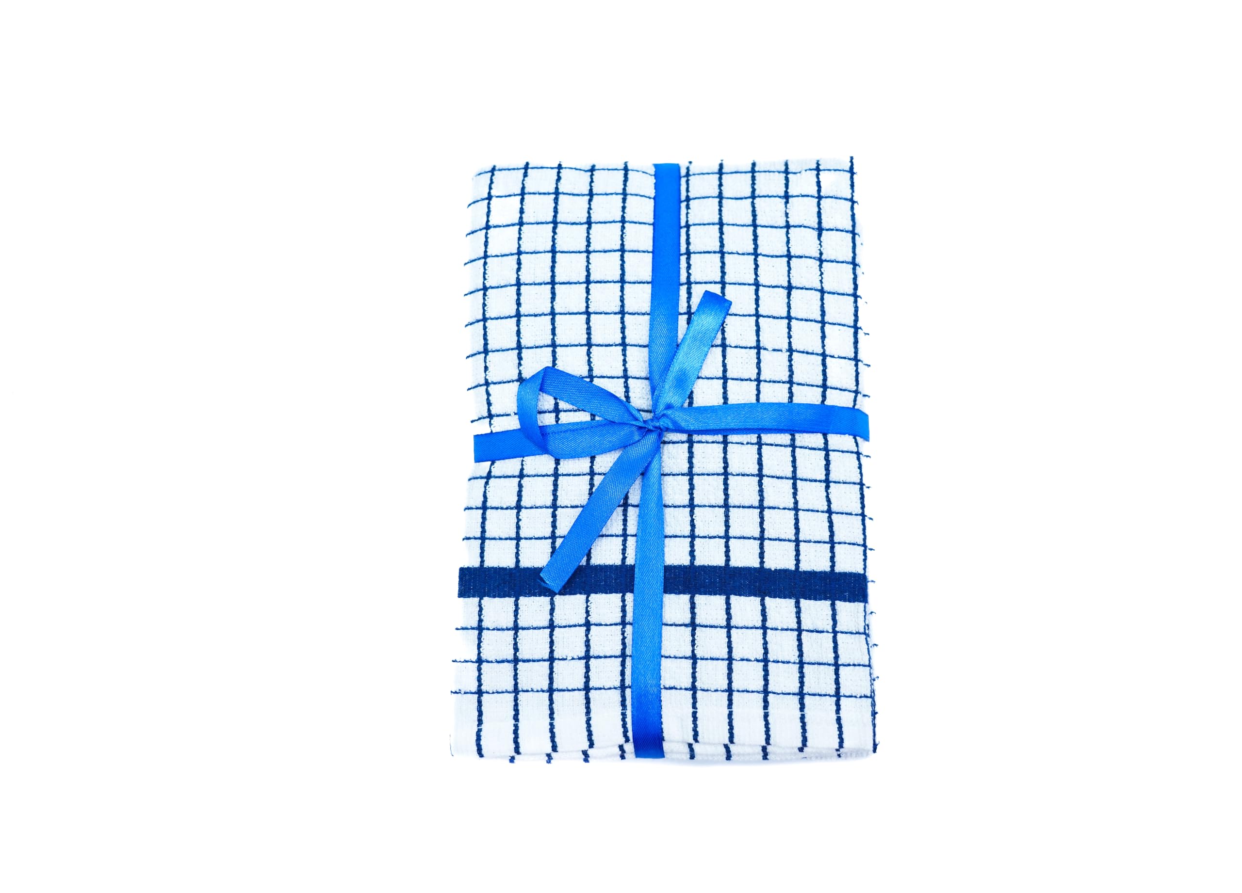 QUALITY HOME TEXTILES100% Cotton Large Luxury Terry Towelling Tea Towels with Hanging Loop | Pack of 3| Kitchen Hand Towels Super Absorbent Soft Touch | Gift Packed Tea Towels (BLUE)