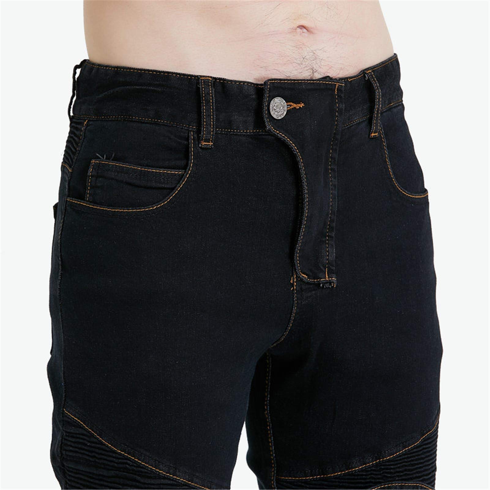 BEDSETS Pantaloni Moto Da Uomo, Pantaloni Jeans Denim Pantaloni Motocross, Con 2 Paia Di Jeans Imbottiti Protettivi, Con Fodera Protettiva (Black,XL)