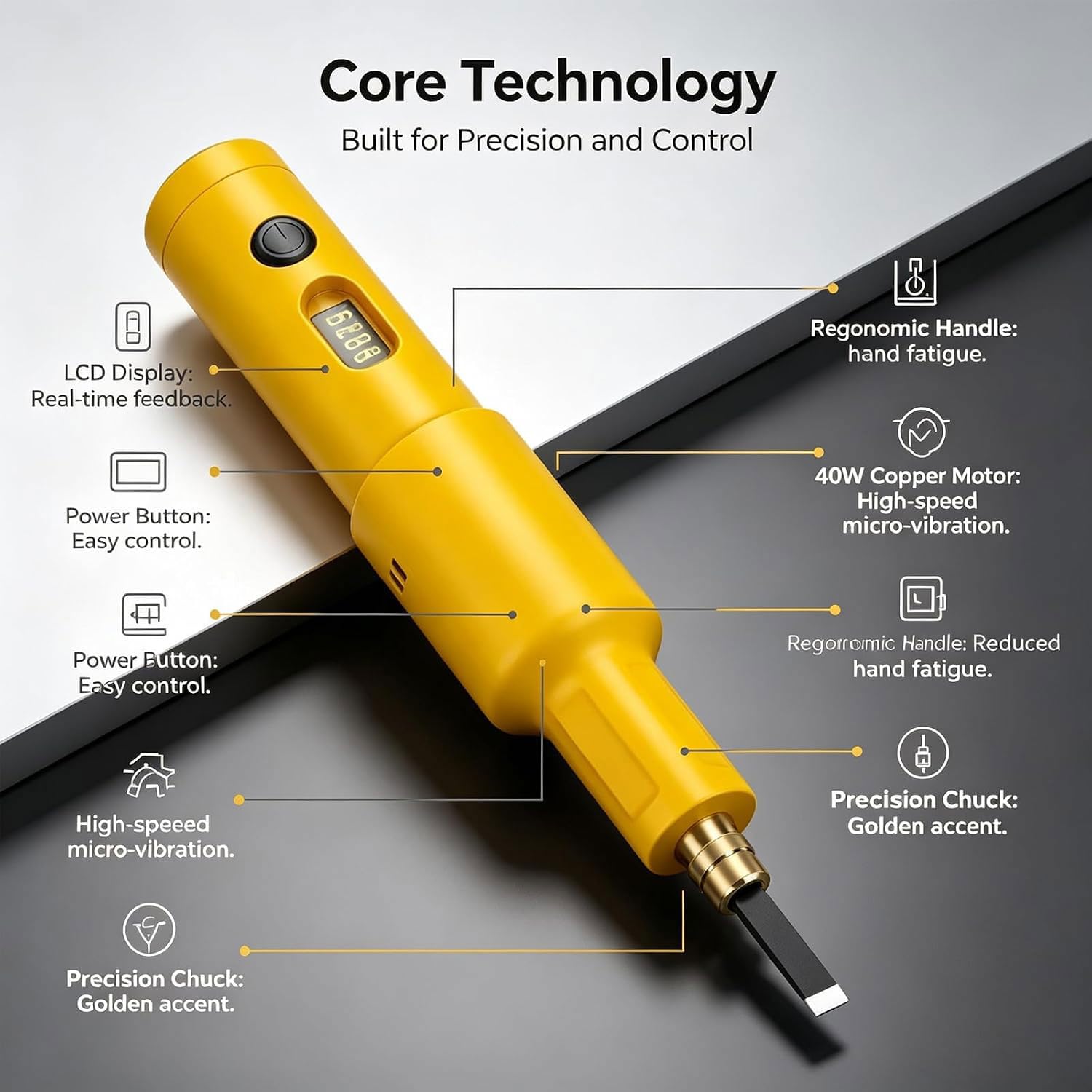 Electric Carving Tool Set, 40W Wood Chisel Kit, Elektrisches Schnitzmesser-Set, Kabellos wiederaufladbar Holzschnitzmeißel-Set, Handheld elektrischer Meißel für Holzarbeiten und DIY Crafts (10 Head)