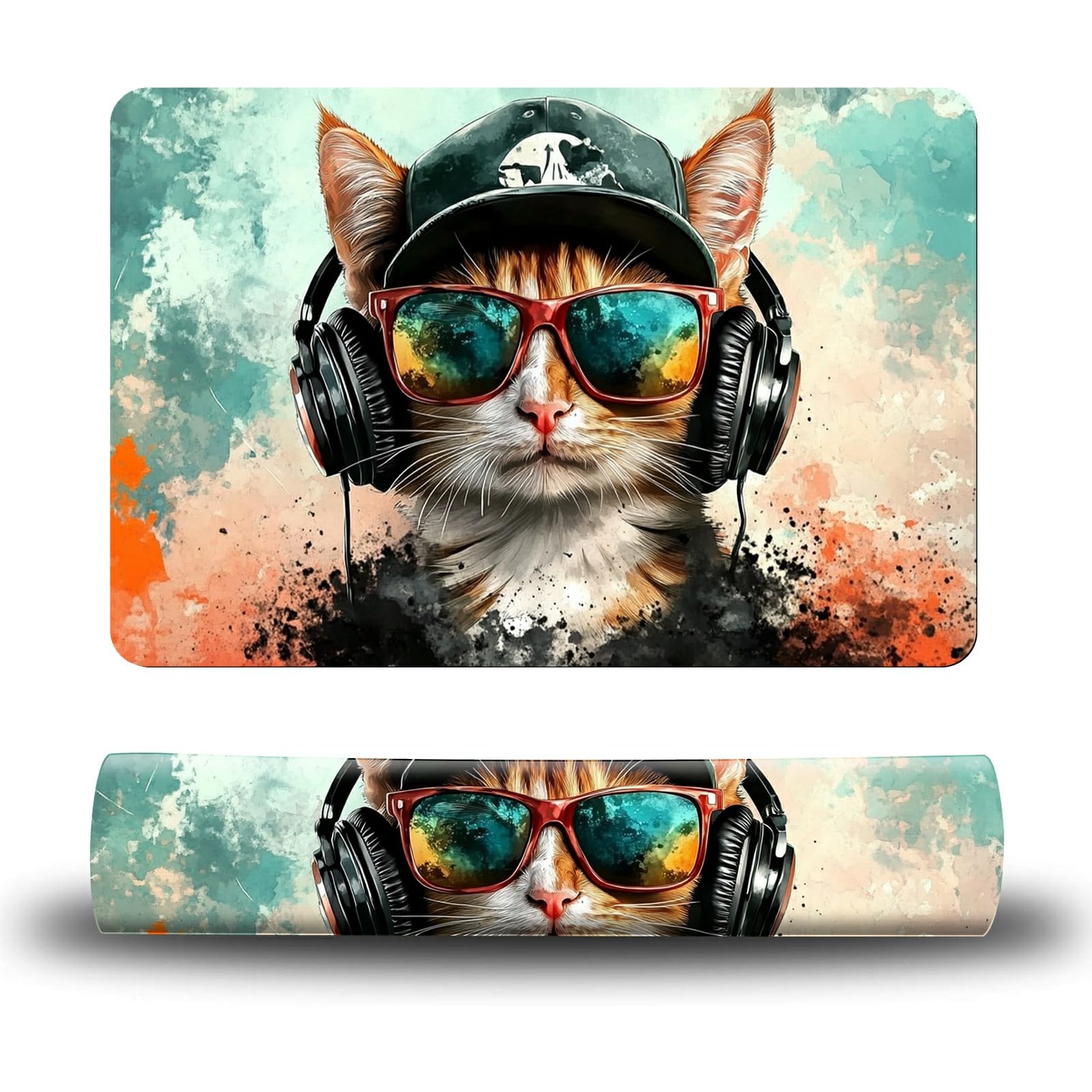 Dikoer Dog Food Mat, 15.7" x 23.6" Absorbent Pet Feeding Mat for Food and Water, Waterproof Diatom Mud Pet Placemat with Non-Slip Rubber Backing, Cat Bowl Mat for Floors - Earphone Operation