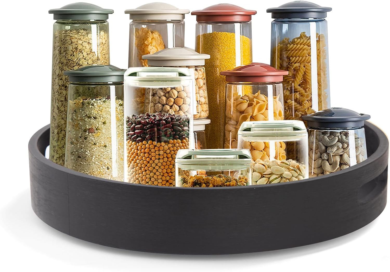 13in Bamboo Lazy Susan Turntable - Round Organizer for Kitchen Table Top, Cabinet Pantry & Spice Can Storage