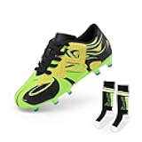 Boys Girls Soccer Cleats Youth Firm Groud Sport Football Cleats with Soccer Socks for Little/Big Kid/Toddler