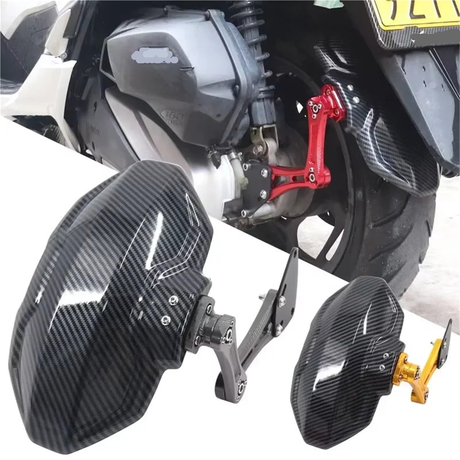 Staffa per parafango posteriore moto: compatibile con pneumatici da 10", ala in alluminio regolabile e ruotabile a 360° protezione forcella(Blue)