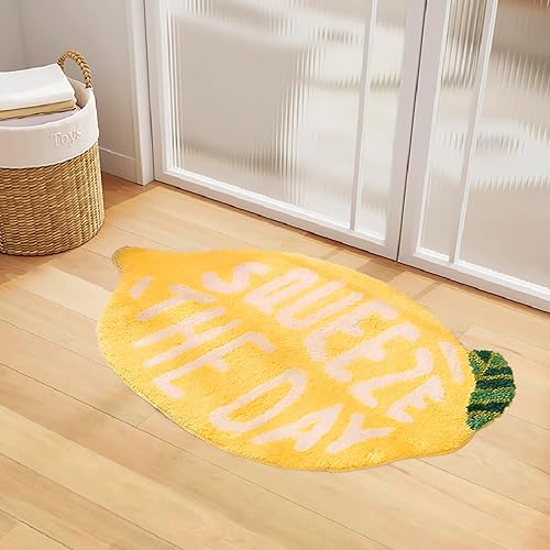 Miniatura 3 de Alfombra de baño de limón, alfombra de microfibra suave y absorbente de 31 x 19 pulgadas, antideslizante, peluda, lavable a máquina, tapete de baño