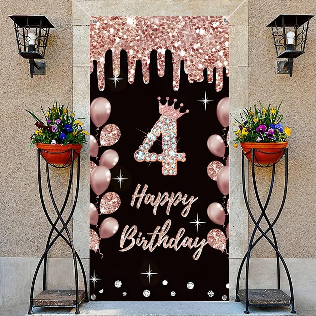 Sweet Happy 4th Birthday Sfondo Banner Poster 4 Decorazioni per feste di compleanno 4th Birthday Party