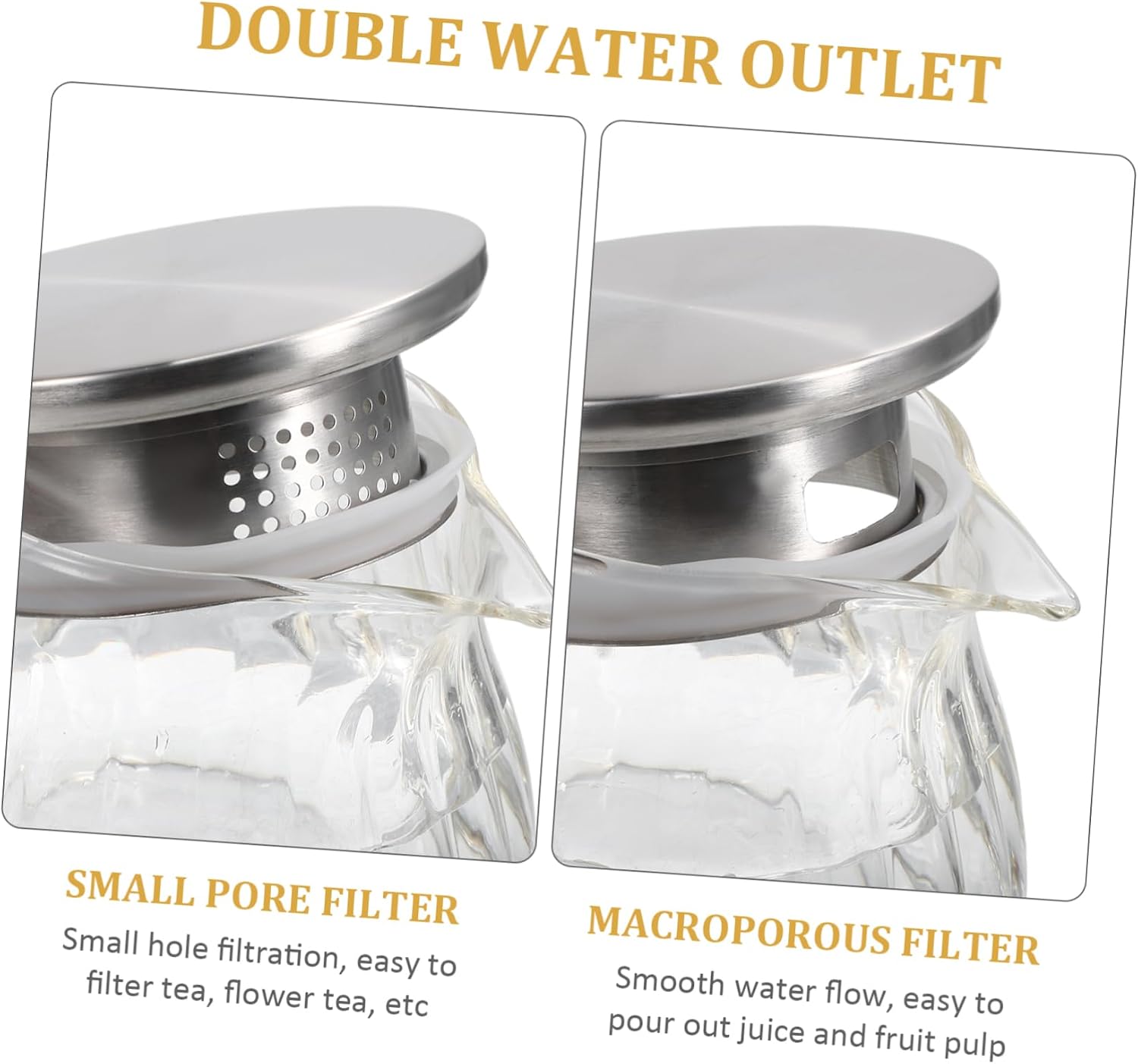 Water Pitcher Lid, Stainless Steel Strainer Lid for Glass Pitcher, Carafe s Only Stoppers Covers, Glass Water Replacement for Jug Bistro