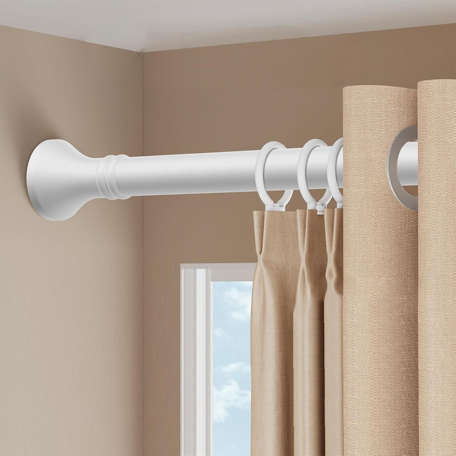 Vorhangstange ausziehbare Teleskopstange,Klemmstange Vorhangstange ohne Bohren,Einziehbarer Wäscheständer,Verstellbare Spannstange,Anti Schimmel,Für Badezimmer/Kleiderschrank
