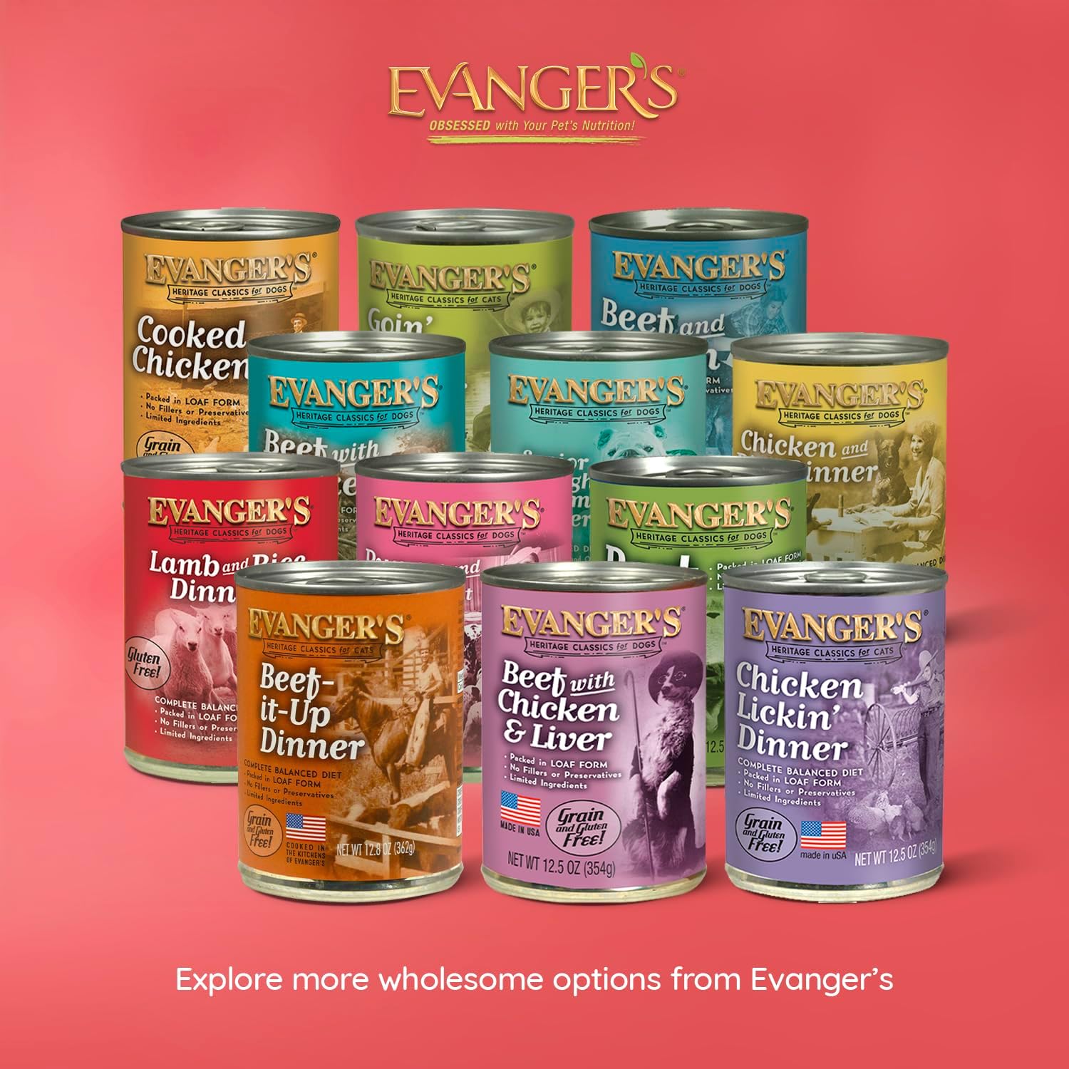 Evanger's Heritage Classic Lamb & Rice Dinner Dog Food – 12 Count, 12.5 oz Each – Gluten & Grain Free, Complete Balanced Diet for All Life Stages – Wet Dog Food