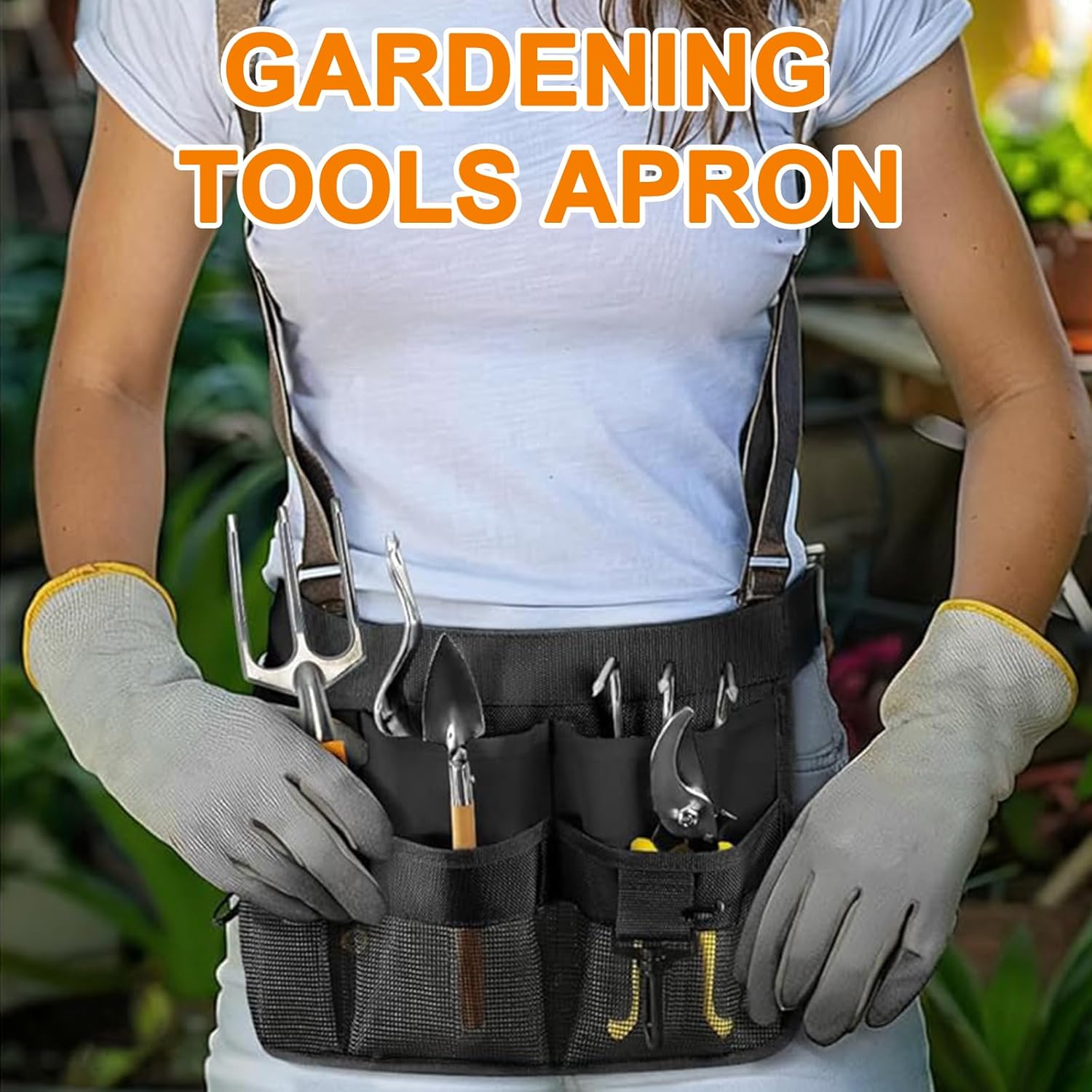 Cleaning Apron for Housekeeping - 2PK Adjustable Tool Belt Costume,7 Pockets,Wear,Cut and Water Resistant, Garden Tool Belt Pouch, Waist Apron with Pockets