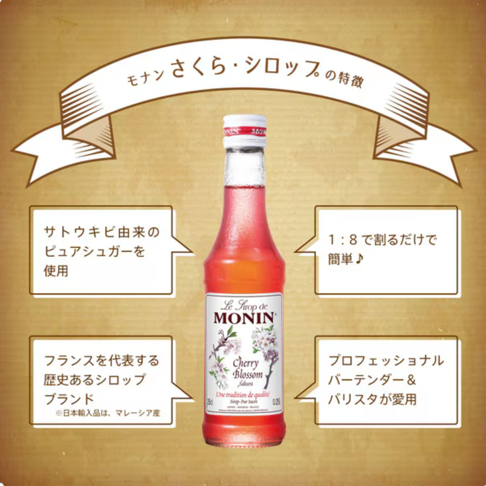 Amazon.co.jp: MONIN(モナン) Sakura Syrup, 8.5 fl oz (250 ml