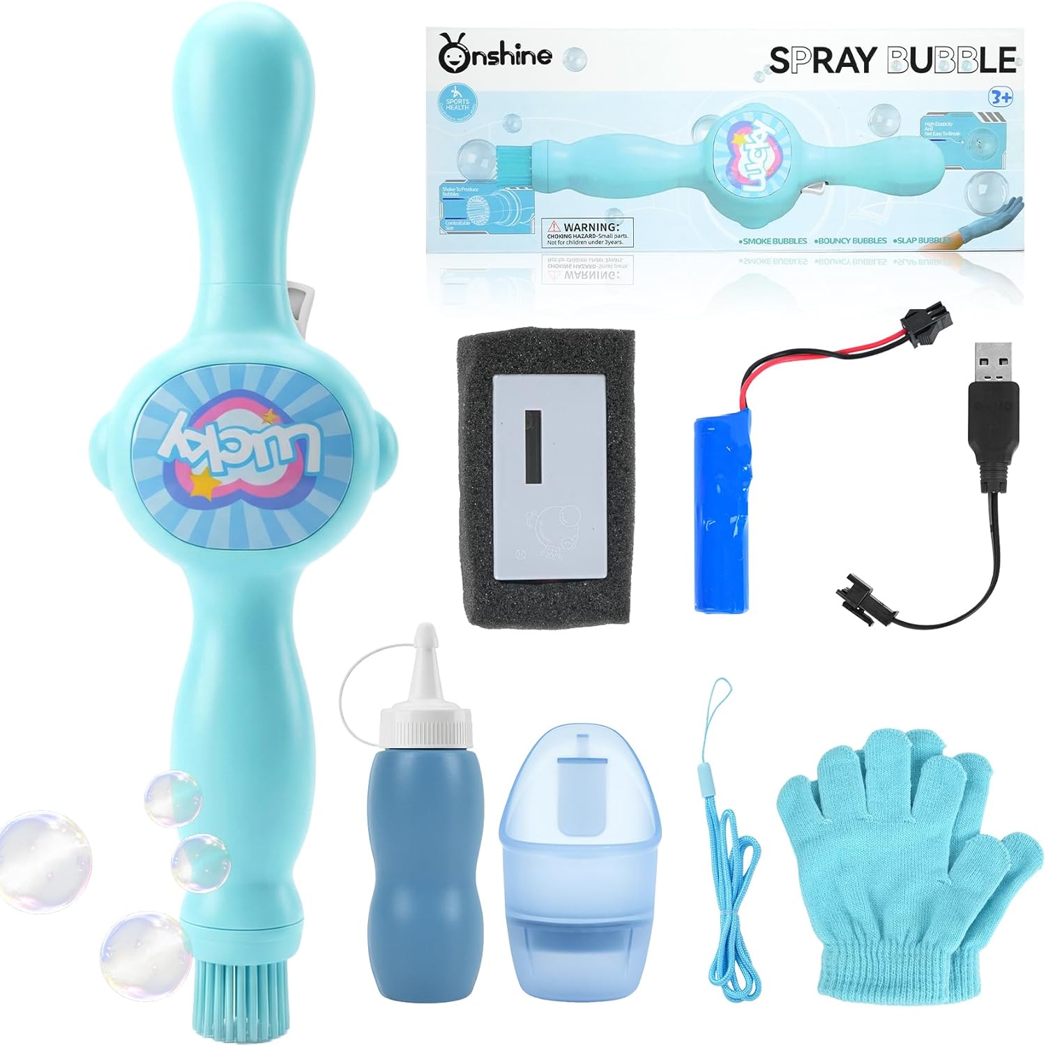 2026 New Fog Bubble Machine, Rechargeable Automatic Electric Smoke Bubble Machine, Magic Smoke Bubble Maker, Colorful Lights & Music, Bubble Fog Game for Parties, Beaches, Summer (Blue)